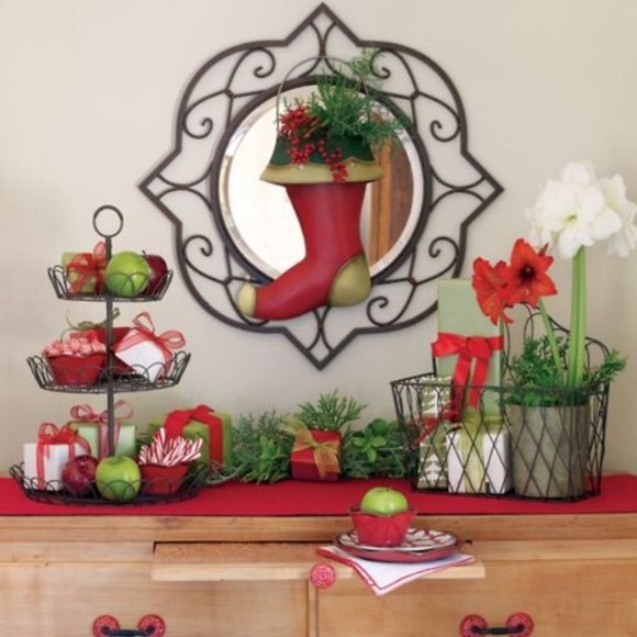 Southern Living At Home Metal Holiday Stocking Hanging Bucket W Pocket New - Picture 6 of 7